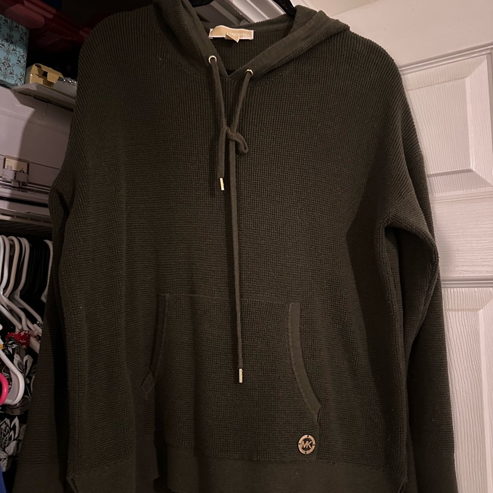 MICHAEL Michael Kors Olive Green Waffle-Knit Hoodie